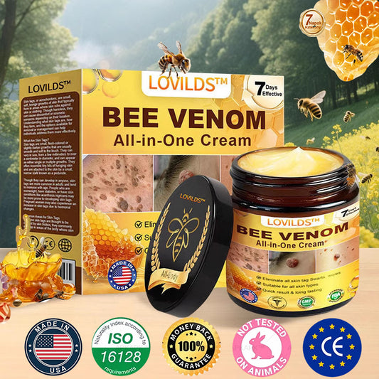 LOVILDS 🐝 BEE VENOM All-in-One cream for 🐝 skin renewal helps to solve skin problems such as: wrinkles, scars, pigment spots, stretch marks, acne, psoriasis, eczema, skin lesions, irritations, inflammations and other skin complaints.