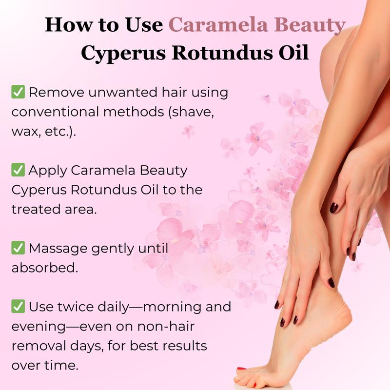 Caramela Beauty Cyperus Rotundus Oil for Natural Hair Reduction - 60ml/2oz